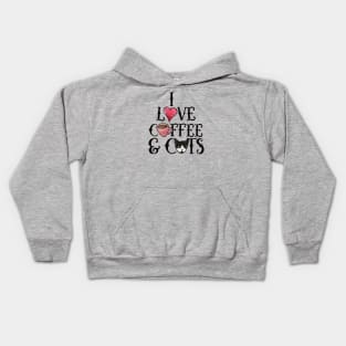 I love coffee and cats Kids Hoodie